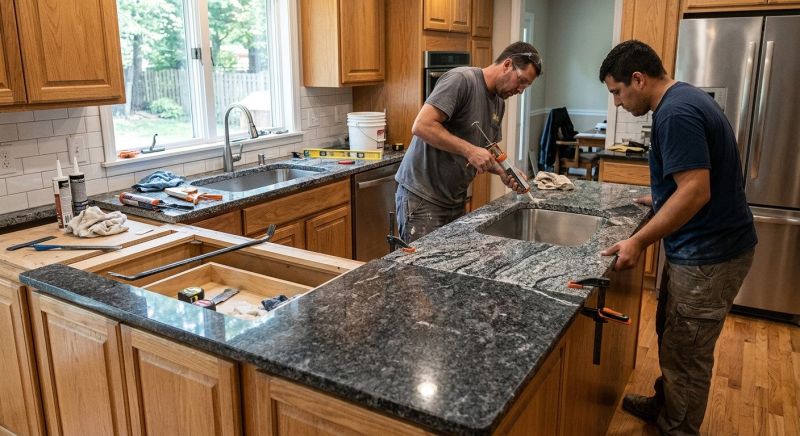 Granite Slab Installation in Lake County, IL